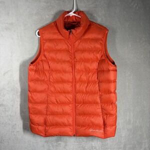 Eddie Bauer Down Puffer Vest Women's' XL Orange EB650 Gorpcore Outdoor Utility